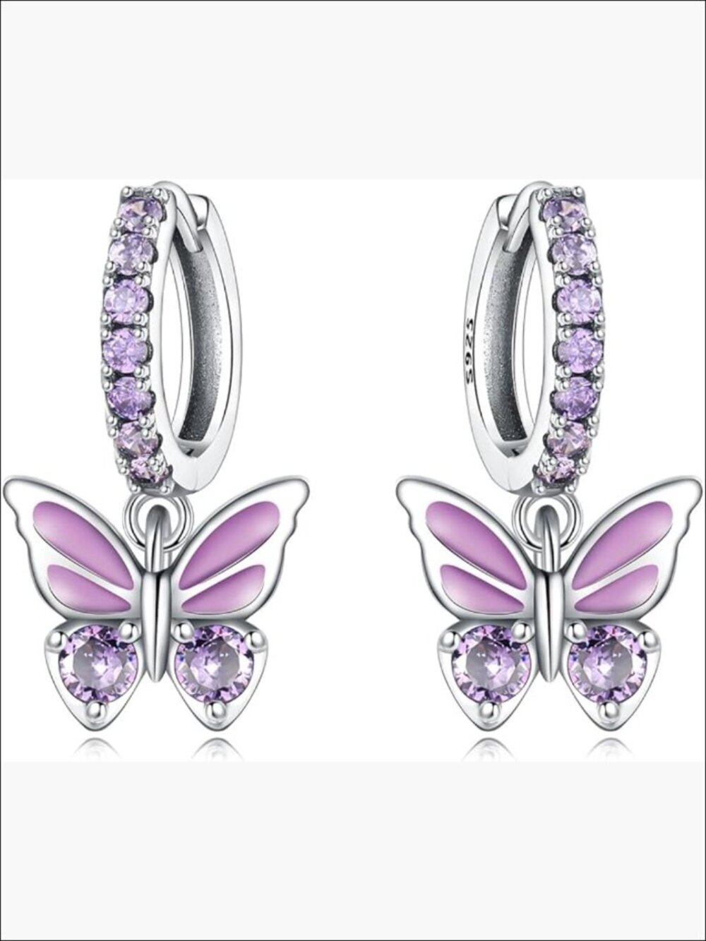 925 Sterling Silver Hoop Earrings Cubic Zirconia Drop Earrings for Women